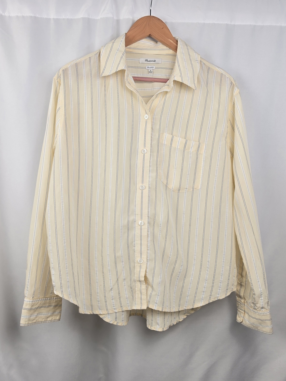 Madewell Relaxed Striped Button Down Shirt Yellow Cream M